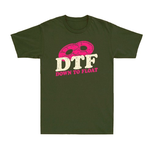 DTF Down To Float Funny Summer Holiday Float Trip Novelty Men's Cotton T-Shirt - Picture 6 of 9