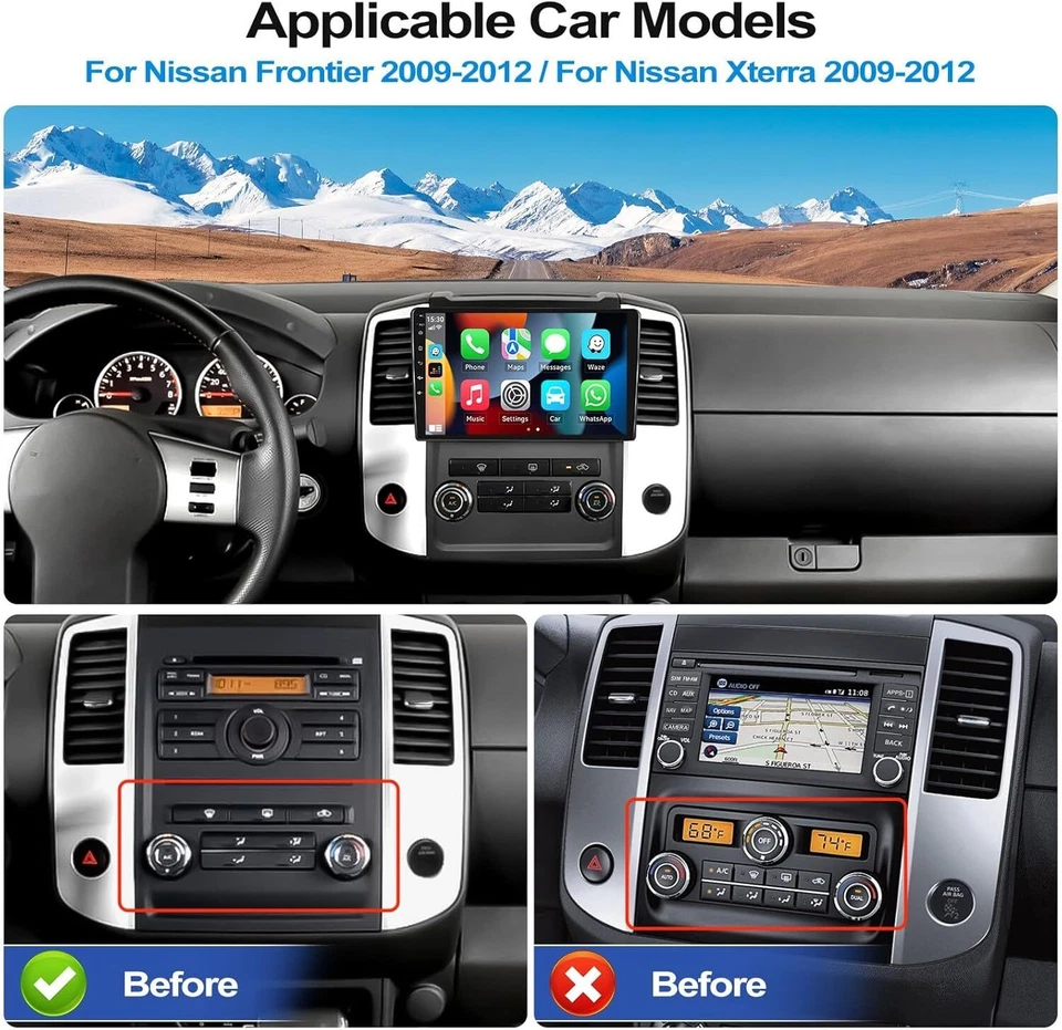 Radio estéreo para automóvil Nissan Frontier Xterra Android 15 2009-2012 Apple Carplay Foto 2 de 4