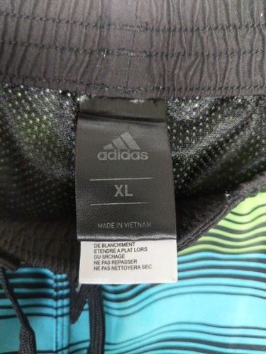 Adidas Green Blue Striped Drawstring Mesh Lined Swim Trunk Shorts Size XL Youth - Picture 4 of 5