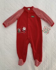 NEW Little Me Red Velour Santa Footie Size 9 Months