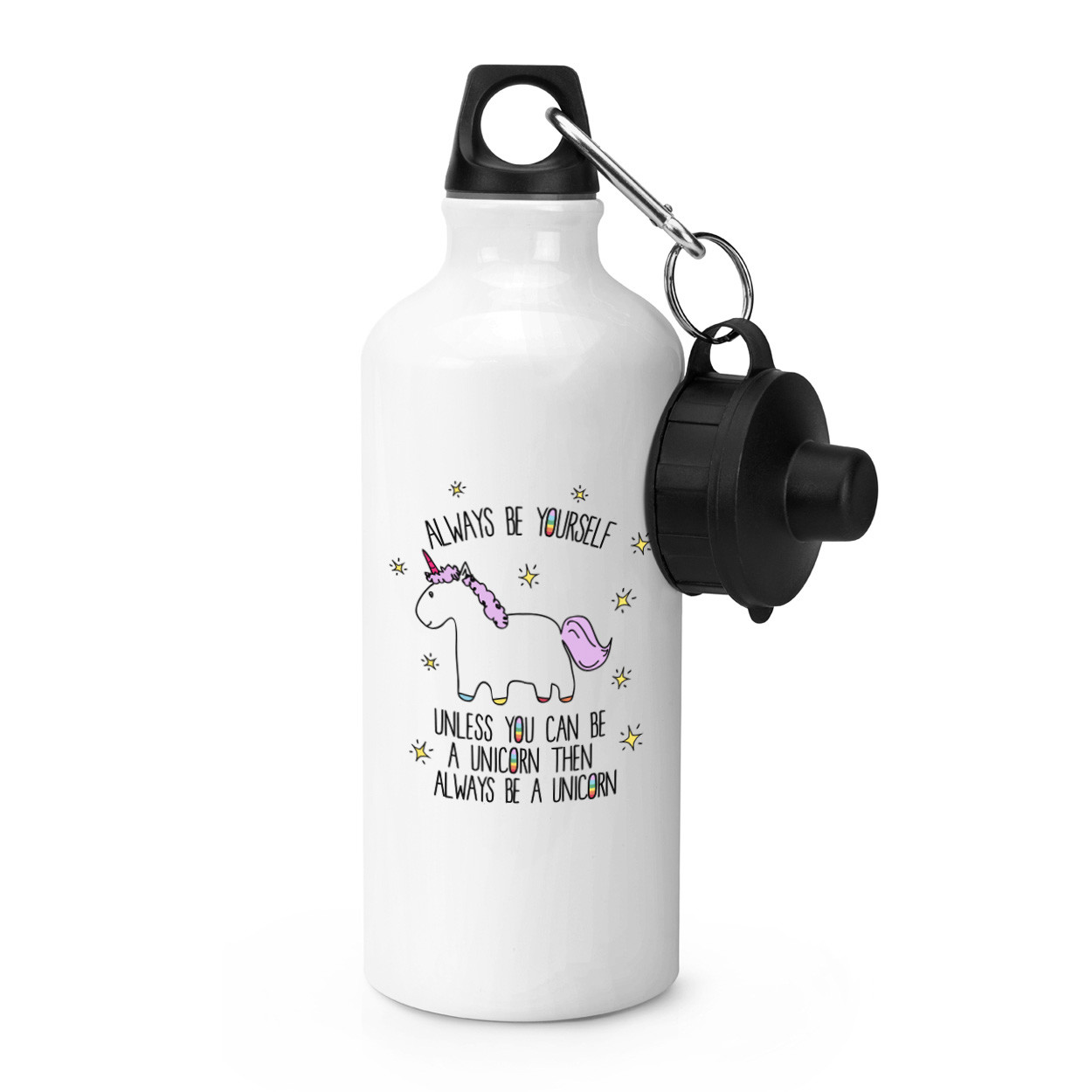 Lila Unicorn Always Be Yourself Sports Drinks Water Bottle