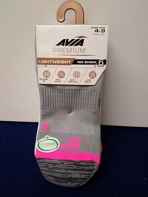Avia Womens No Show Lightweight Socks Size 4-9 Pack of Gray White