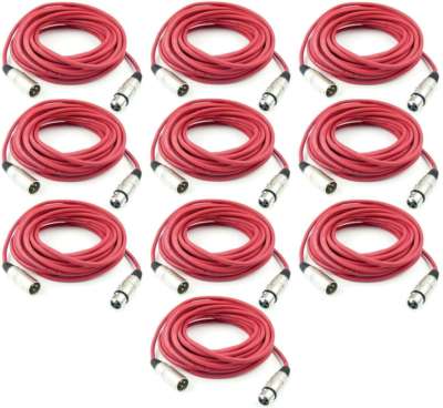 10 St. 10 m PROFI Mikrofonkabel ROT Adam Hall K3 MMF 1000 XLR DMX Mikrofon Kabel