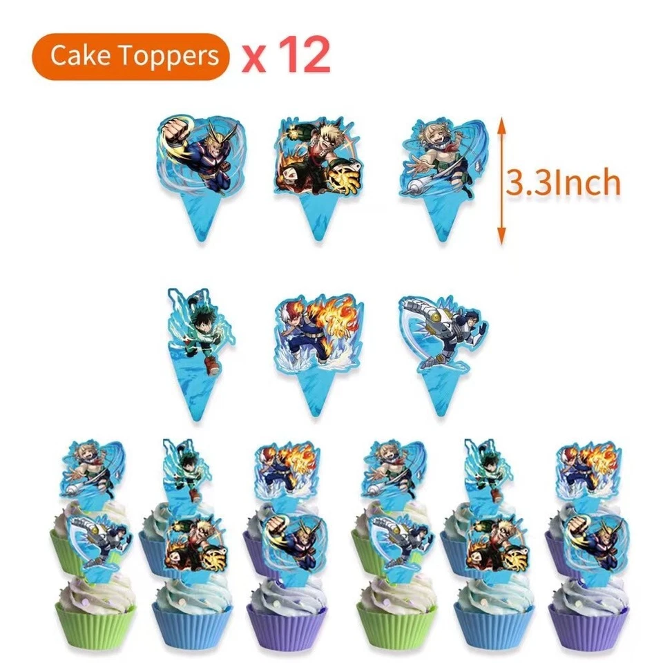 Anime My Hero Academia Fiesta de Cumpleaños Decoración, Globo Banner Pastel Toppers Set Foto 4 de 4