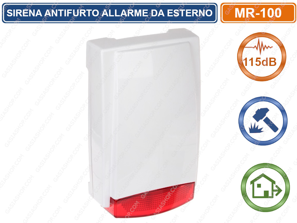 Sirena Antifurto Esterno 115dB Rossa | Segnalatore Acustico Cablato 12V