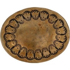 Brass Abstract Art Modernist MCM Boho Hippie Western 1970s Vintage Belt Buckle