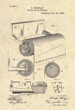 Original Toilet Paper Fixture 1892 Patent Art Print - Vintage Bathroom Art - 308