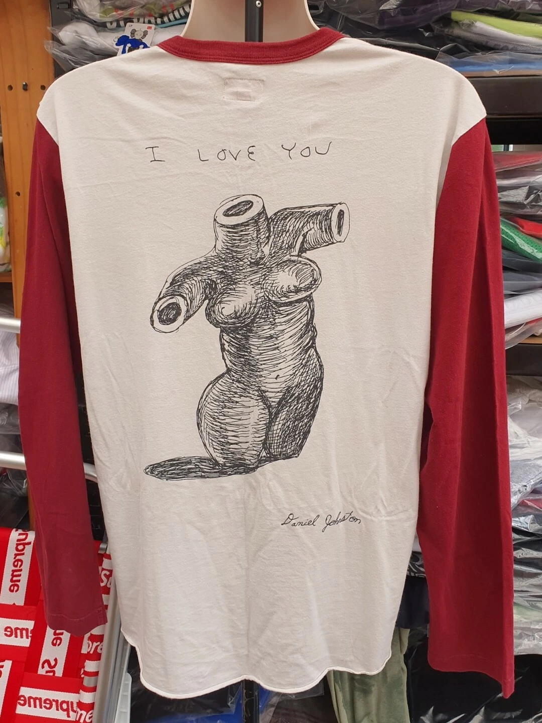 SS15 Supreme Daniel Johnston I Love You White l/S size tee L large T shirt Rare
