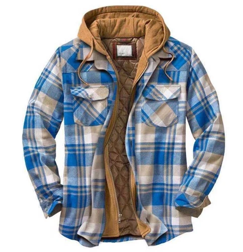 Men Plaid Work Jacket Lumberjack Hooded Flannel Shirt Sherpa Warm Hoodie New - Picture 43 of 76