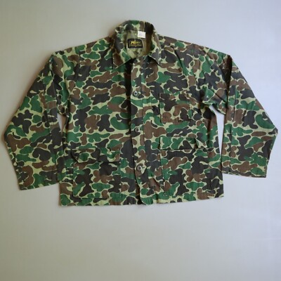 #ad Vtg Kmart Mens Duck Camouflage Button Up Jacket Shirt Large Short Camo Shacket $31.05