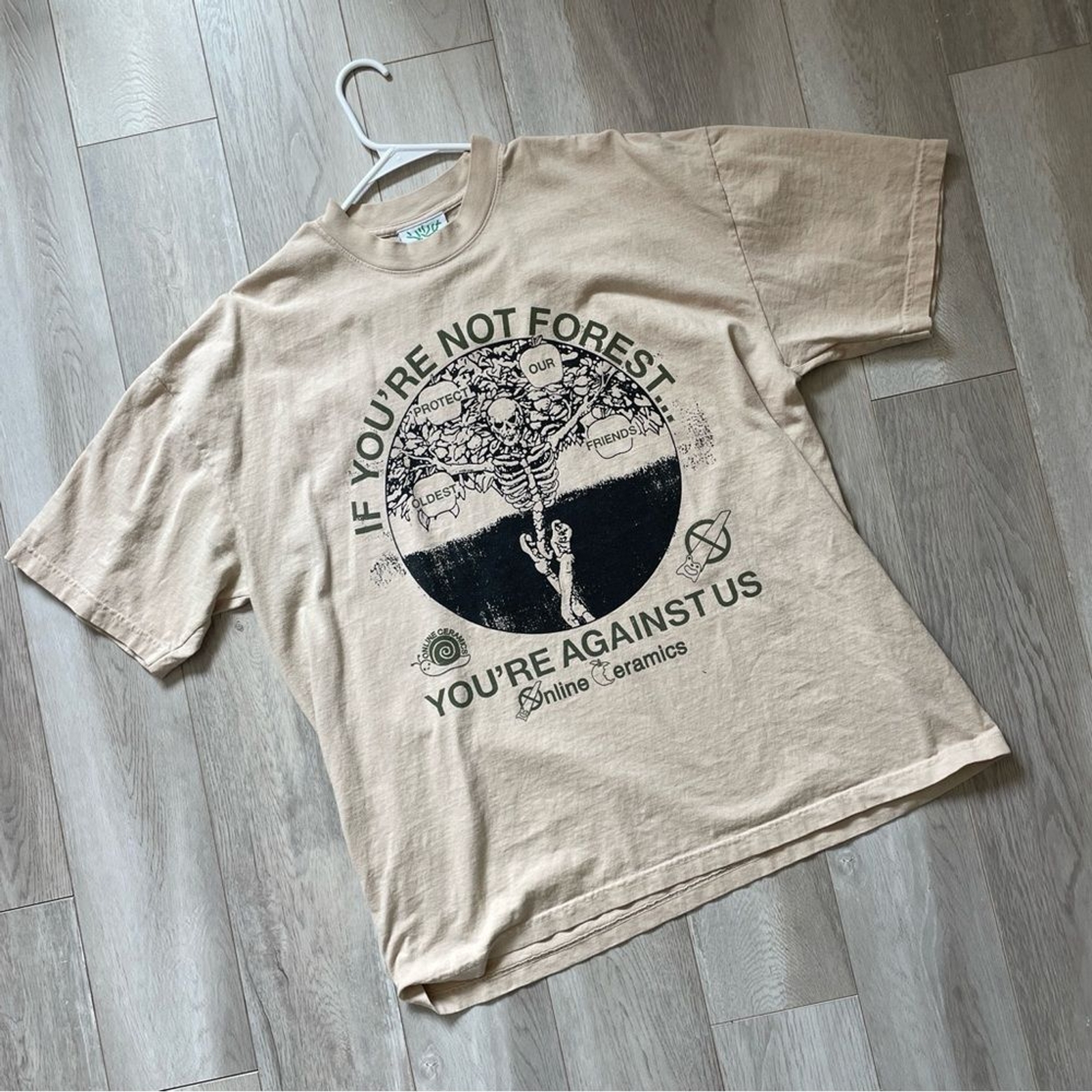 Online Ceramics Forest or Against Us Street Tee Men's Beige XL Casual Wear  -image