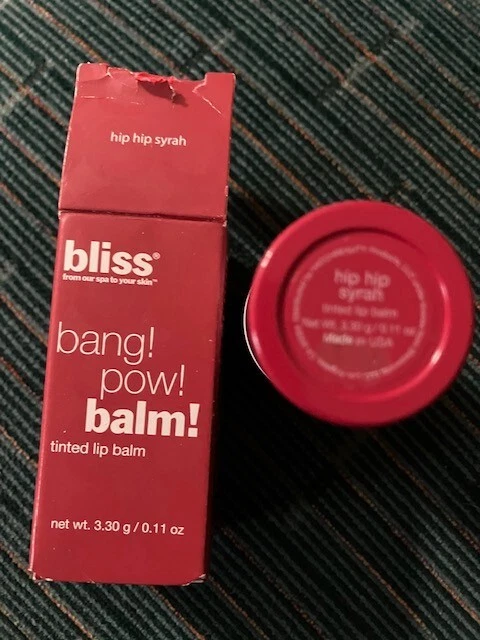 ¡BÁLSAMO LABIAL TINTADO BLISS! BANG! POW Bálsamo Labial Transparente Manteca de Karité Cadera Cadera Syrah Nuevo en Caja Foto 2 de 2