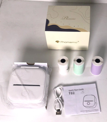 Phomemo Sticker Printer T02 Mini Printer 3 Rolls Maker Inkless Portable NEW