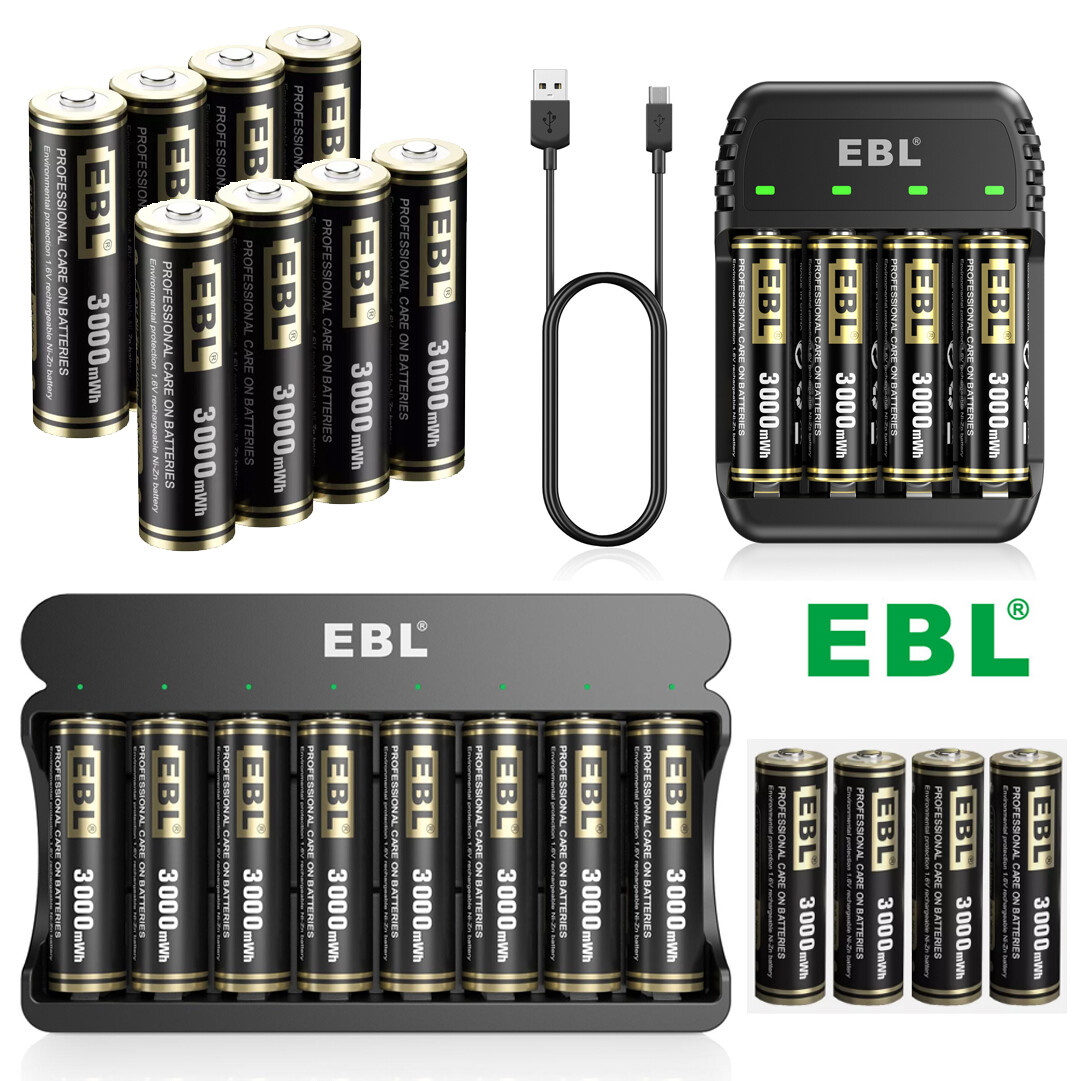 Rechargeable AA Batteries Ni-Zn 3000mWh 1.6V / 8 Bay Ni-Zn Battery Charger-image