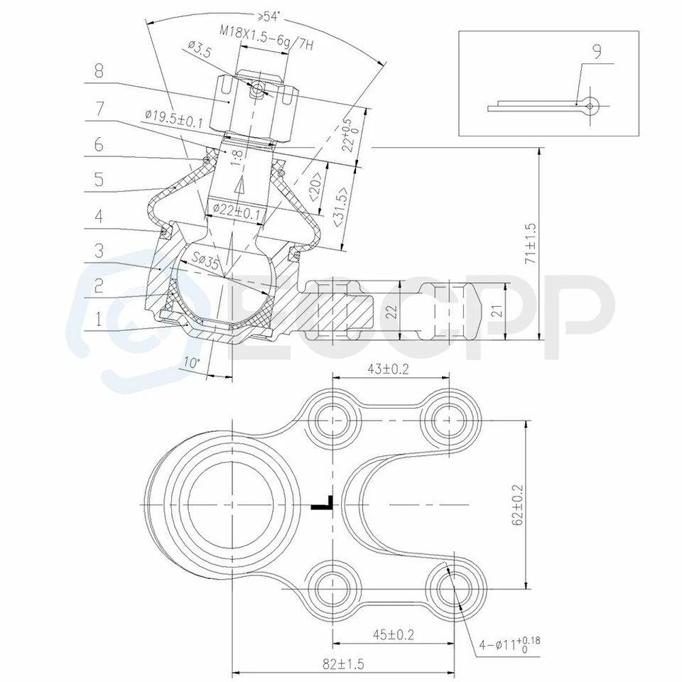 Barra de amarre exterior interior rótula superior inferior delantera 8 piezas para Nissan 720 1983-86 2x2 Foto 3 de 4