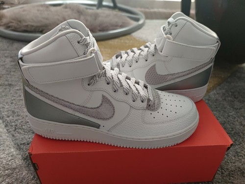 MENS NIKE AIR FORCE 1 LV8 HIGH 3M SIZE UK 8 EUR 42.5 (CU4159 100) WHITE /  SILVER | eBay