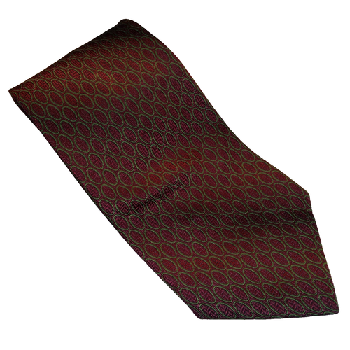 AQUASCUTUM Designer Mens Silk Neck Tie Red Green Circle Abstract Textured Tie