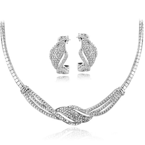 0.50ct TDW Diamond Twist Necklace & Earrings Set in Brass - 第 1/3 張圖片