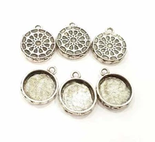 6 Round Pendant Blank Bezel Base Setting Necklace Blank Resin Antique Silver 