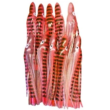 9 inch Squid Hoochie Octopus Trolling Lure Skirts - Pink with Stripes