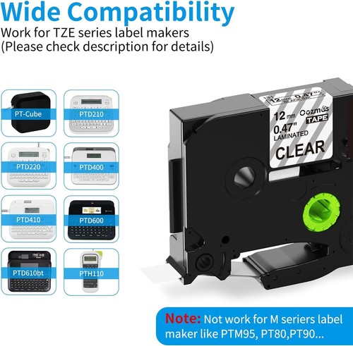 Cartucho de etiqueta Brother TZe-131 compatible 10 piezas para P-touch PT-H100 BlackonClear - Imagen 2 de 8
