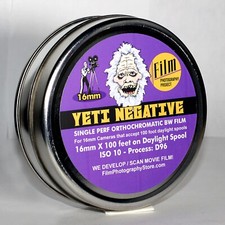 16MM FILM - YETI BW NEGATIVE - 10 ISO - 100 FT 30m SINGLE PERF - FRESH