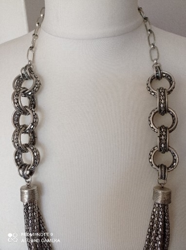 Retro Statement Silver Tone Mesh Multistrand Chun… - image 3