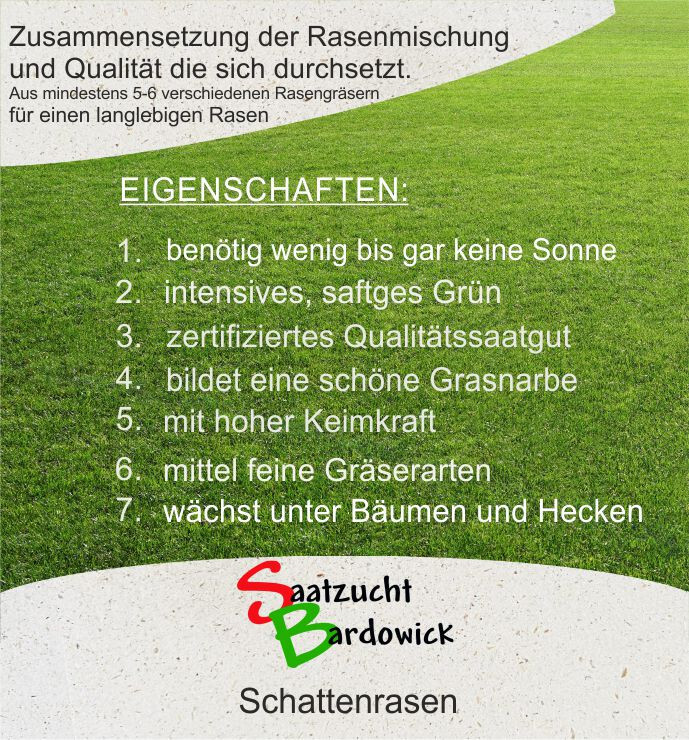 2,5 kg Schatten Rasen Rasensamen Rasensaat Grassamen Nachsaat Gras Qualitt  Saat | eBay.de