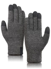 Merino Wool Thermal Winter Gloves Large Grey Touchscreen Fingerless Gloves for