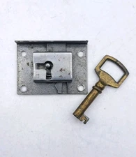 Antique Drawer Door Lock Half Mortis Lock Barrel Key Vintage Hardware 