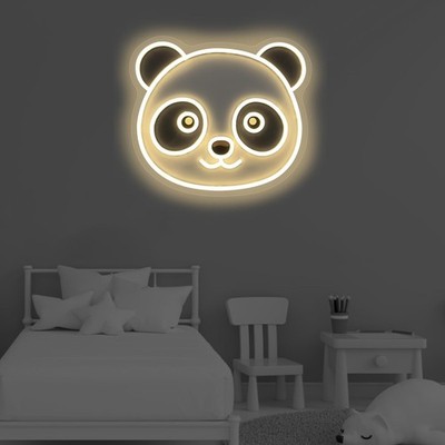 Panda Neon Sign Cute Bear Led Light UV Print Sign Home Wall Decor Personalize...