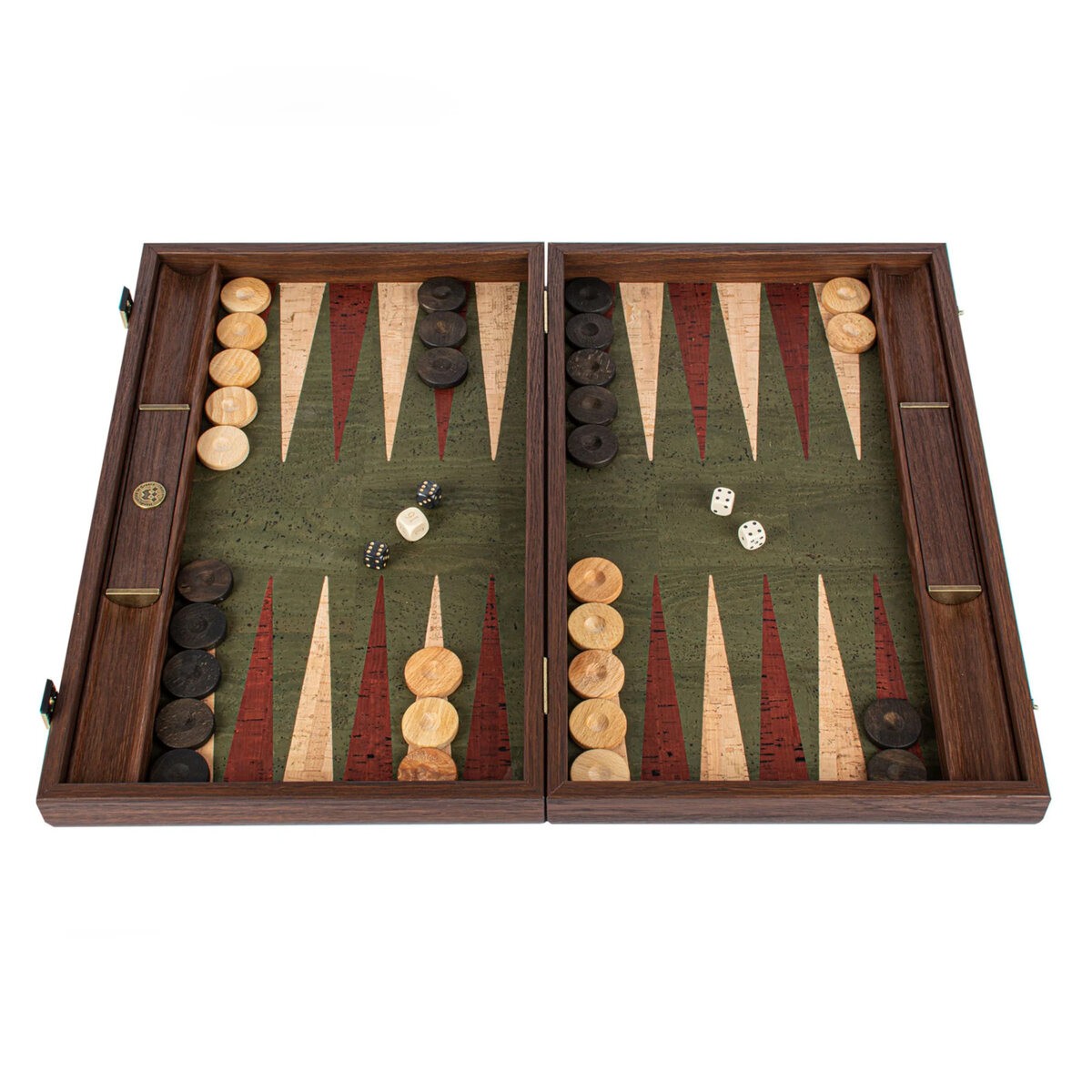Manopoulos Green Cork 19 inch Backgammon Set (UK)