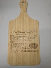 Handmade Bamboo Old Fashion Apple Pie Recipe Cutting Board 11x5 Brown