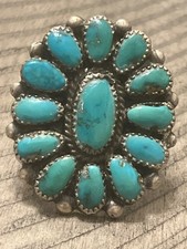 Vintage pawn southwest sterling turquoise cluster s9 HUGE ring 011526dFDZII