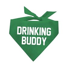 Drinking Buddy Dog Bandana  100 Cotton Triangle  Made in USA One Size Green