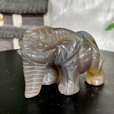 165G Natural agate carved crystal elephant realistic crystal therapy