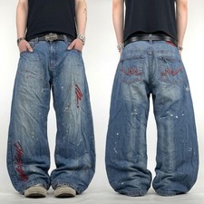 Vintage y2k embroidered skater grunge baggy rare wide leg jeans