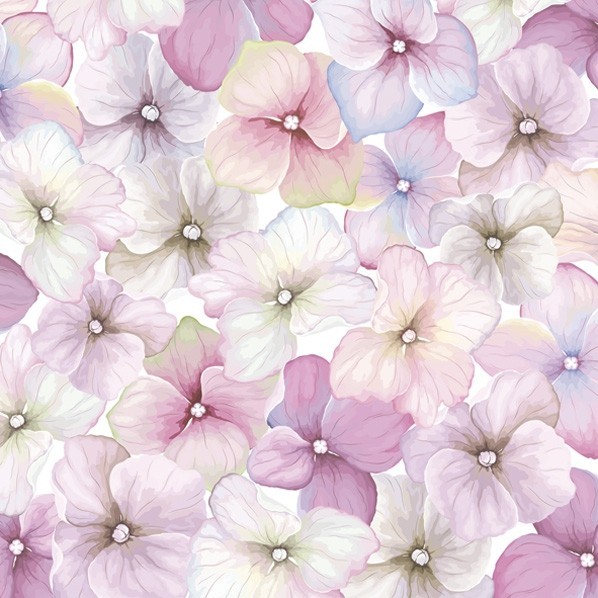 4 x Paper Napkins/33cm/3Ply/Decoupage/Floral/Flowers/Pink Hydrangea Flowers