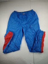 Vintage 80s Nike UnLined Windbreaker Pants Mens Large Gray Tag Blue Red Stains