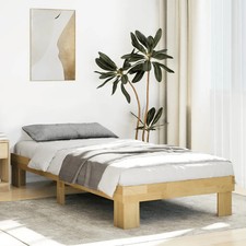 WALPLUS Small Single Solid Wood Oak Bed Frame Without Mattress Size 75x190 cm