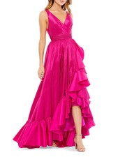 Mac Duggal Magenta Sleeveless Taffeta High-Low Ruffle Gown Size 20 398