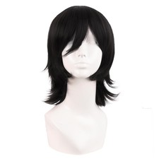 14 Inch/35 cm Short Cosplay Wolf Tail Synthetic Side Bangs Party Wig