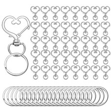 10 Sets  Keyring Clip Heart Shaped Swivel Snap Hook with Key Ring Metal Keychain