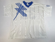 Vintage Umbro Mens L White Blue #32 Soccer Jersey Made in USA 