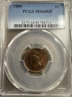 1889 INDIAN HEAD CENT, MS64RB PCGS.