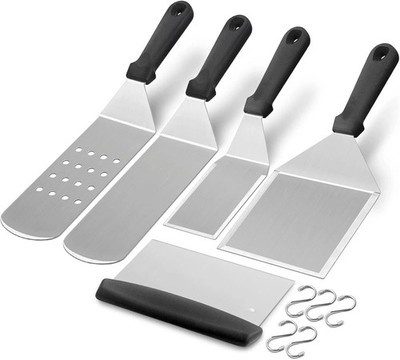 Griddle Accessories Kit of 5, Heavy Duty Metal Spatula, Professional Stainless S