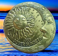 1 Year Sobriety Coin Brass AA Chip Medallion Alcoholics Anonymous One Year Sober