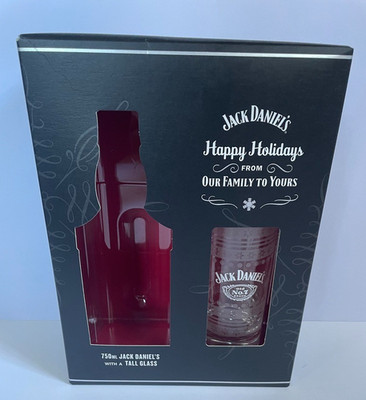 Jack Daniels Holiday Gift Set Box w/ Frosted Etched Highball Glass (NO BOTTLE)