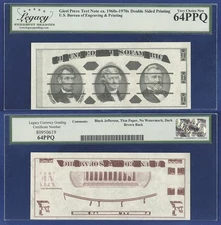 GIORI PRESS TEST NOTE GRBLACK JEFFERSON THIN PAPER GRADED VERY CHOICE UNC 64 PPQ