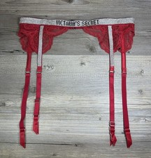Victorias Secret Red XS/S Lace Bling Shine Strap Garter Belt NWOT